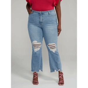 NWT Fashion to Figure High Rise Destructed Flare Jeans